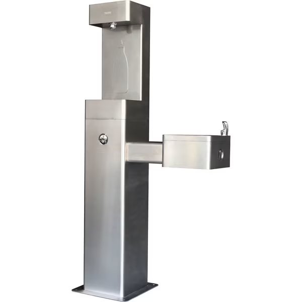Outdoor Bottle Filling Station & Drinking Fountain, Stainless Steel, Global Industrial, Mfr#: 761216